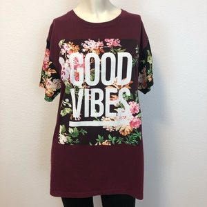Fresh Laundry Good Vibes Graphic Floral Tee M